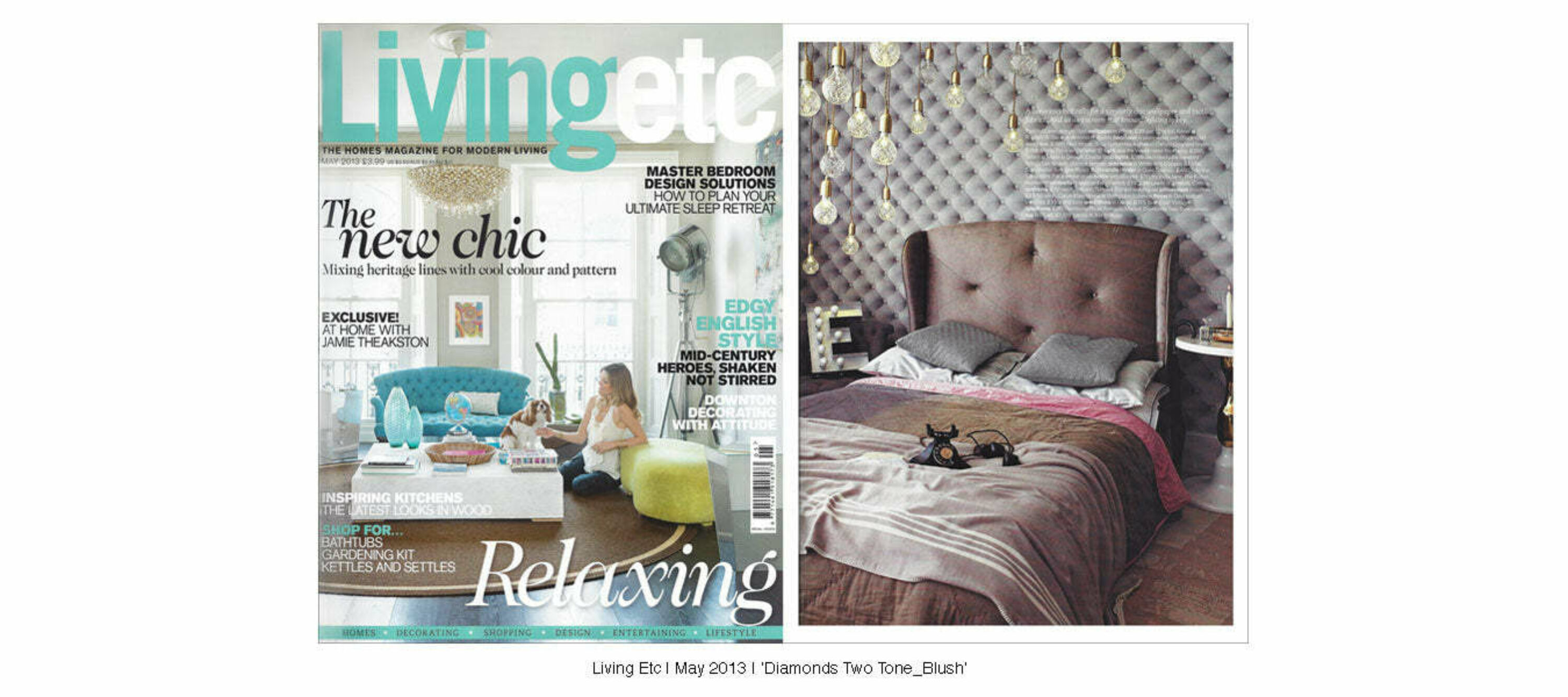 Living Etc | May 2013 | Diamonds Two Tone Blush | Elements No.02 Clay | Venetian Cherry | Elements Gold