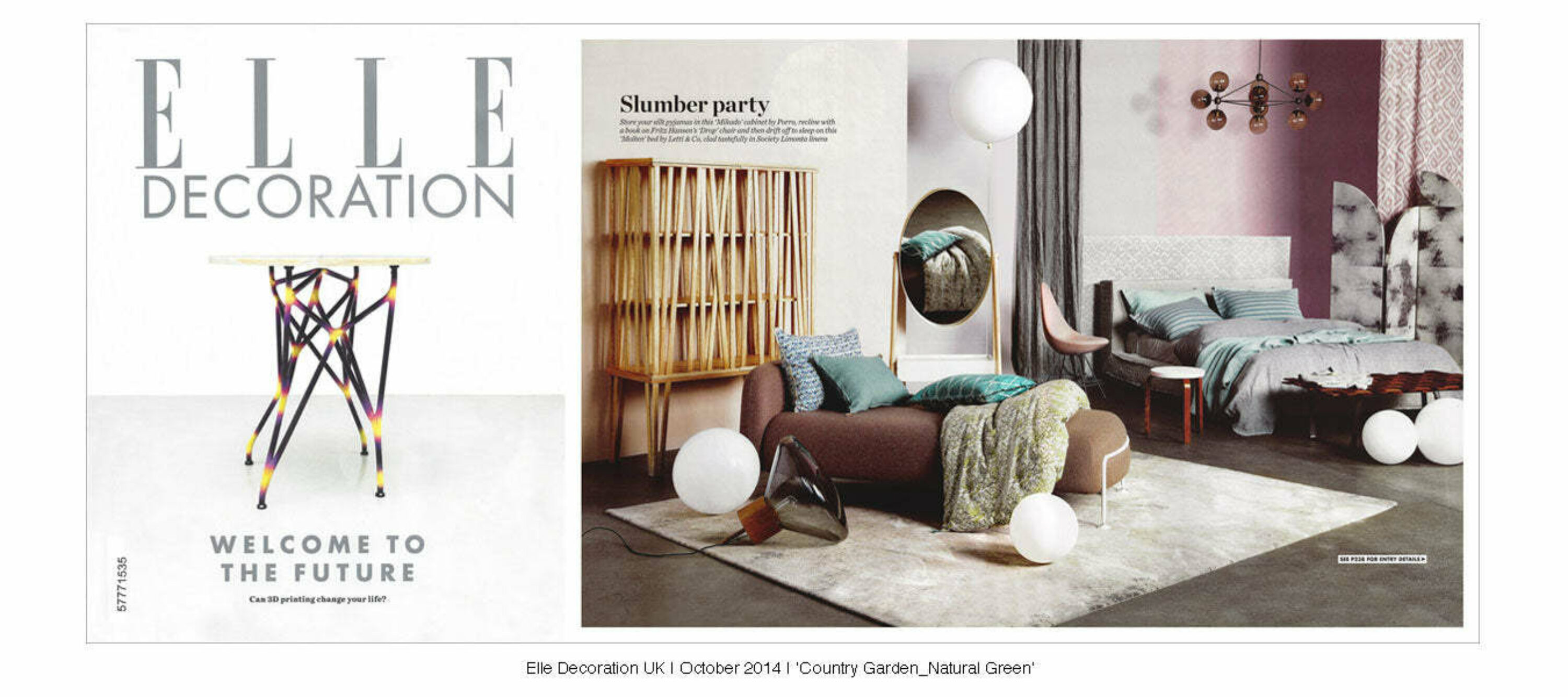 Elle Decoration Uk | October 2014 | Country Garden Natural Green