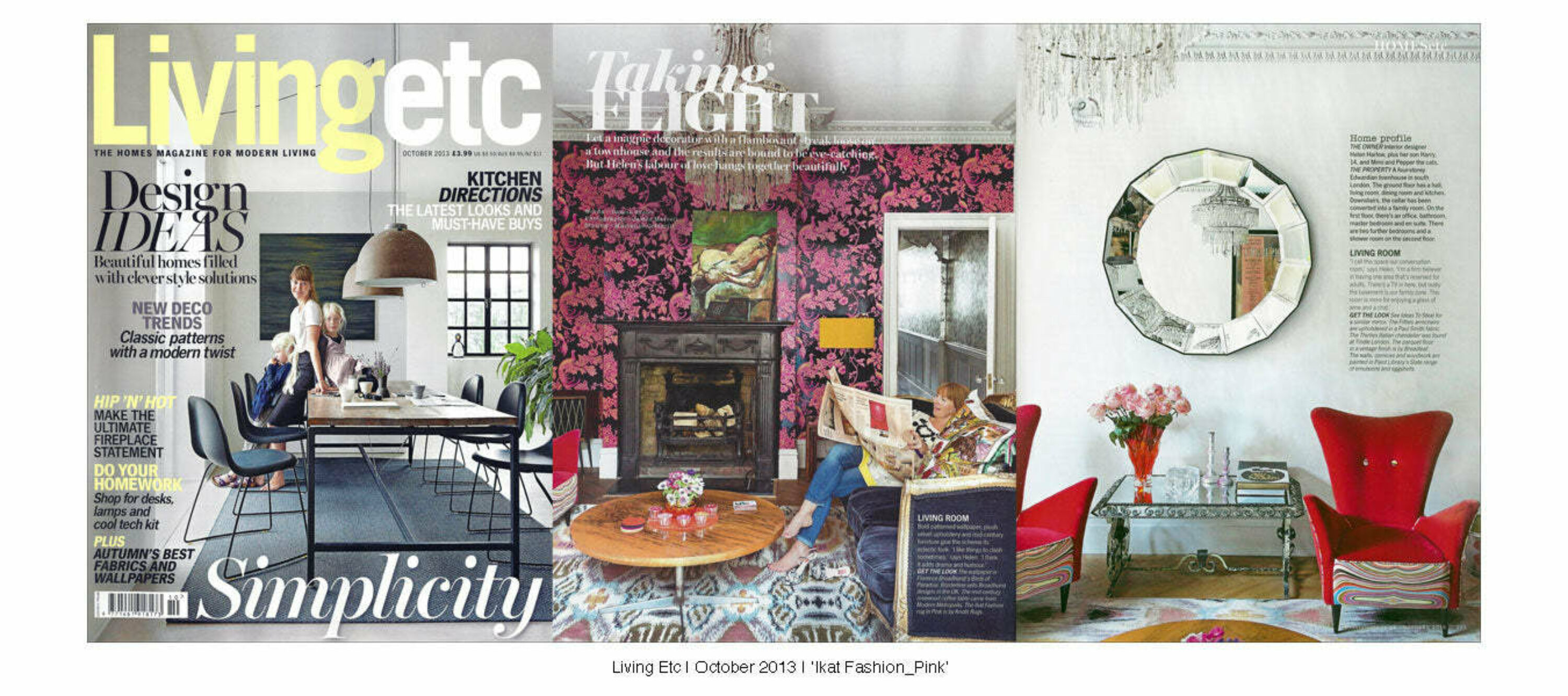 Living Etc | October 2013 | Ekat Pink | Baroque White | Python Pink