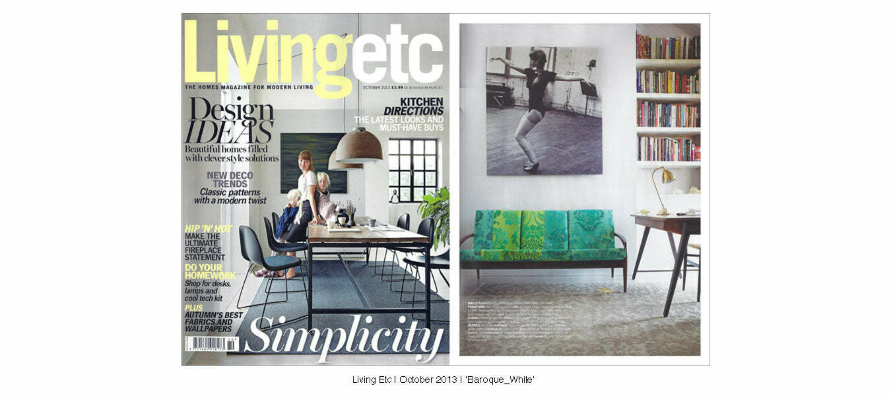 Living Etc | October 2013 | Ekat Pink | Baroque White | Python Pink