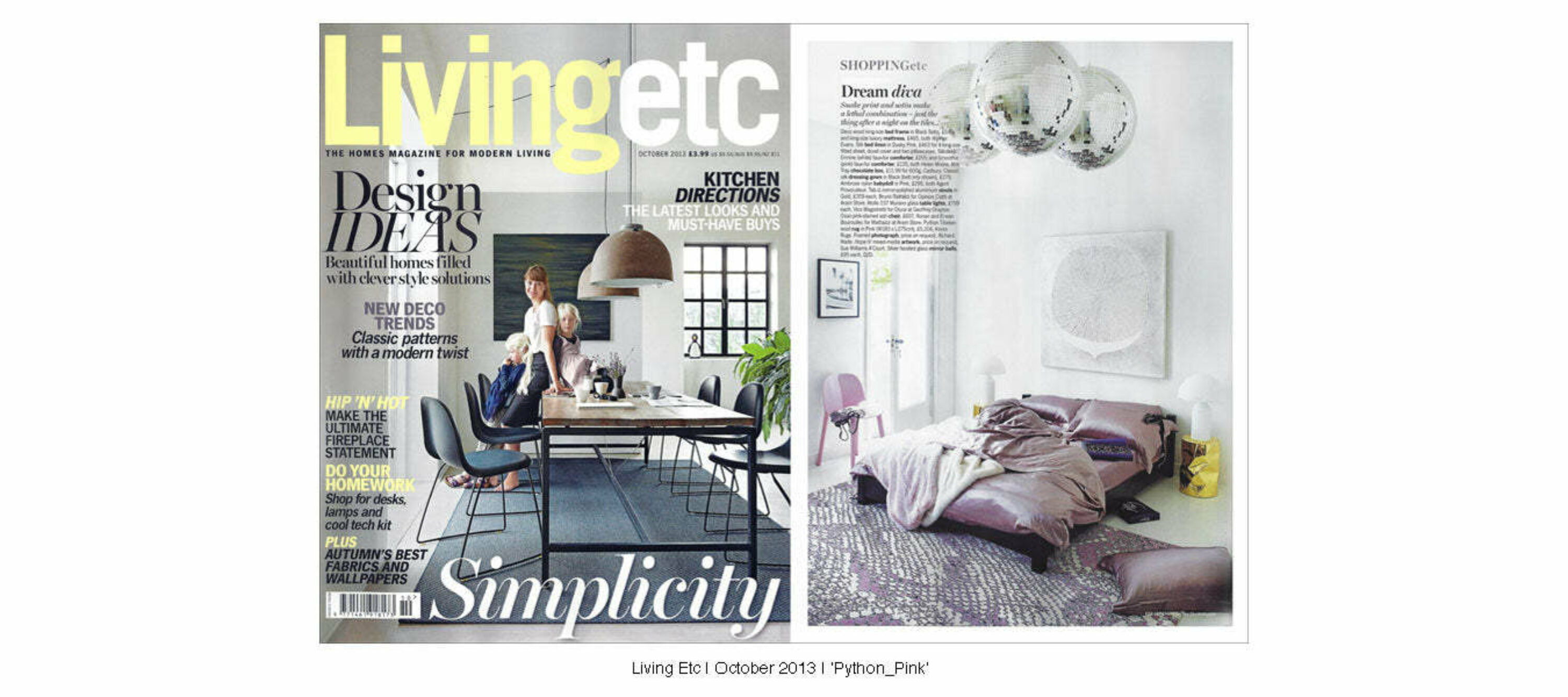 Living Etc | October 2013 | Ekat Pink | Baroque White | Python Pink