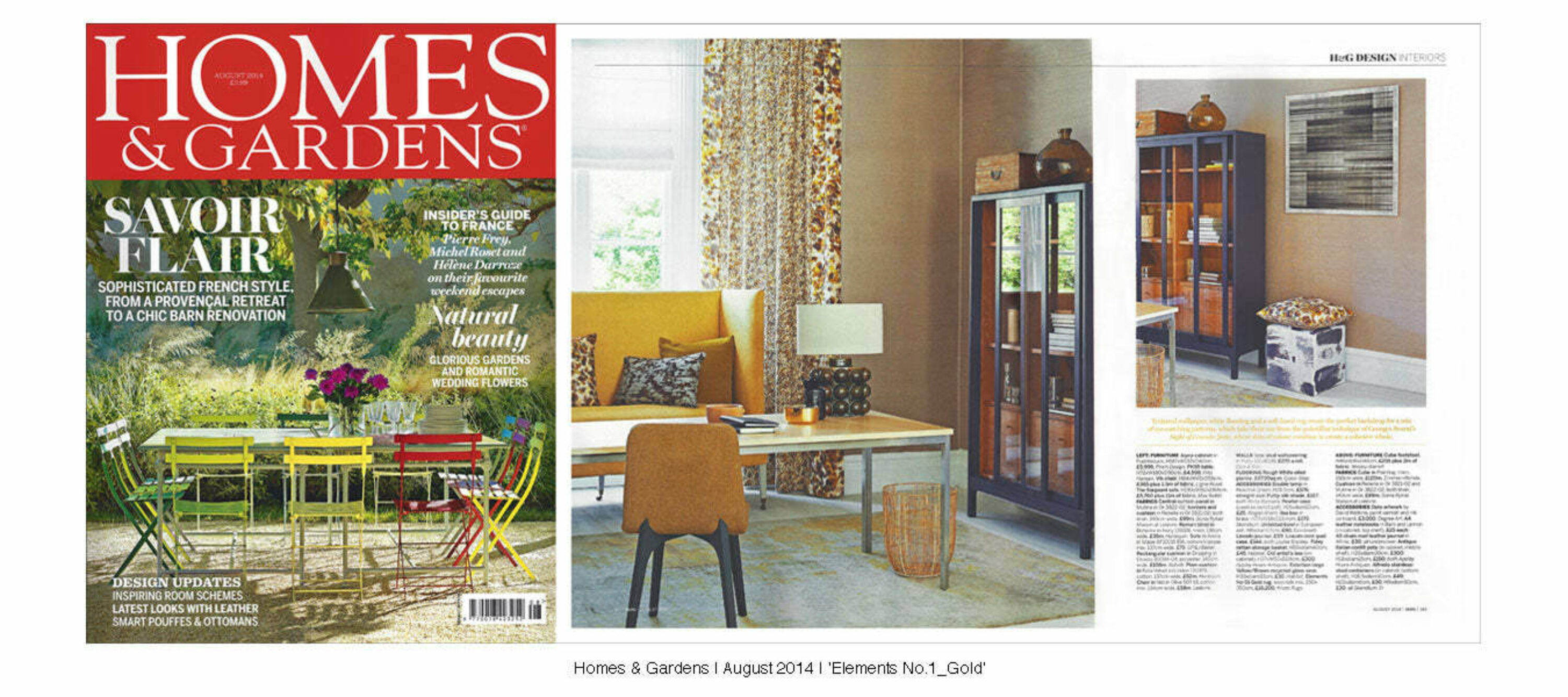 Homes & Gardens | August 2014 | Elements No.01 Gold