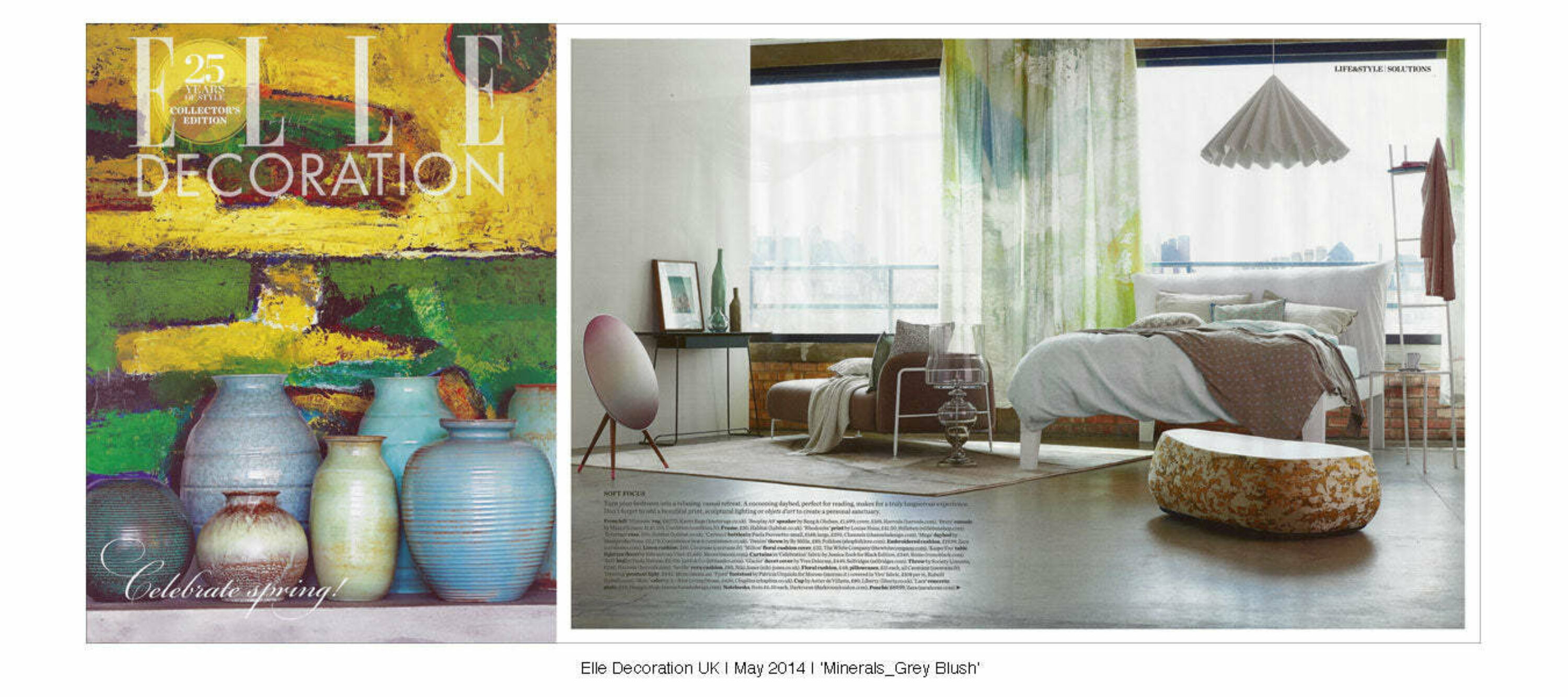 Elle Decoration Uk | May 2014 | Minerals Grey Blush | Minerals Original | Elements Clay