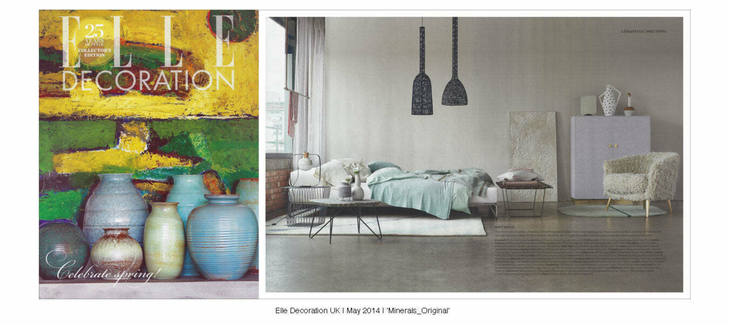 Elle Decoration Uk | May 2014 | Minerals Grey Blush | Minerals Original | Elements Clay