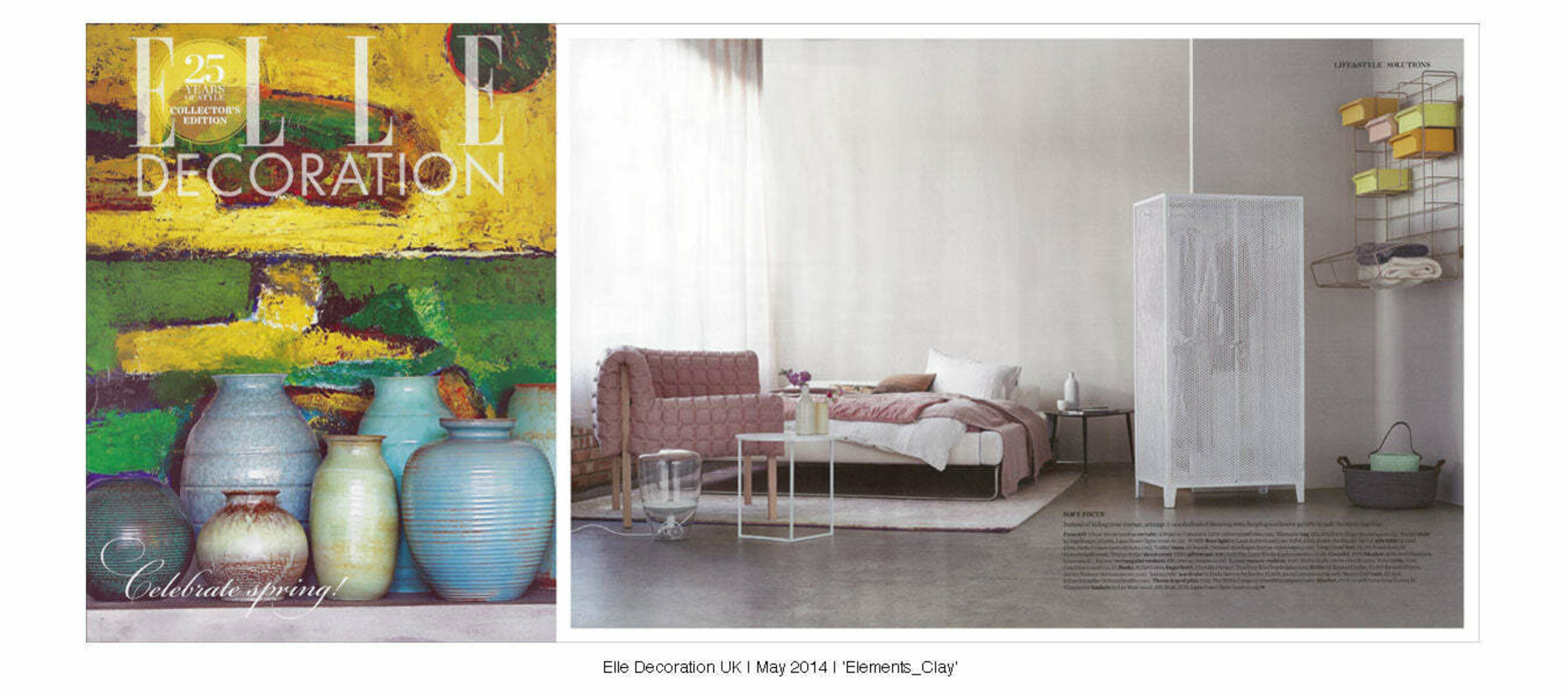 Elle Decoration Uk | May 2014 | Minerals Grey Blush | Minerals Original | Elements Clay